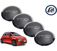 KIT 4 COPRIMOZZO COPRICERCHIO COPPA RUOTA TAPPI FIAT 500 NERO OPACO BORD CROMATI