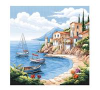 51buyoutgo Kit Punto Croce Paesaggio a Baia, Schemi Quadri Set Ricamo Punto Croce Kit da Ricamare Principianti Starter Prestampato Stampato Completo Bambini Cross Stitch Embroidery Ricami
