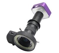 51MP 1080P 60FPS FHD HDMI USB Microscopio Elettronico Digitale Industriale Fotocamera 180X C-Mount Lens For Il Telefono PCB Riparazione Saldatura Preciso Chiaro(Camera lens with LED)