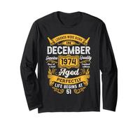 51st Birthday Real Legends December 1974 51 Years Old Men Maglia a Manica