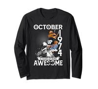 51st Birthday The Bear Legends October 1974 51 Years Old Men Maglia a Manica