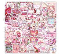 52/62 pezzi Adesivi romantici per libri, adesivi con rose rosa, castello e animali da lettura, stile estetico per libri, adatti per diari, cover per telefono, regali per amanti dei libri Carta tessile