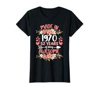 52 Anni 52° Compleanno Nato nel 1970 Donne Ragazze Floreale Maglietta