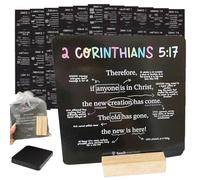 52 biglietti per le Scritture, con mappatura dei versi della Bibbia, Scheda di memoria delle Scritture con supporto in legno, set di biglietti di memoria per la Bibbia cristiana, regalo per la scuola