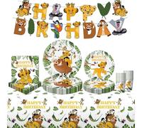52 decorazioni per feste di compleanno a tema Re Leone, piatti di carta, bicchieri, tovaglioli, set da tavola per 10 ospiti