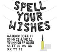 52 palloncini con lettere dell'alfabeto, dalla A alla Z, personalizzabili, per compleanni, baby shower, feste di nozze (nero)