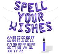 52 palloncini viola con lettere, 2 set di palloncini con lettere dell'alfabeto dalla A alla Z e pompa, banner personalizzati per decorazioni di compleanno
