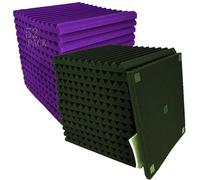 52 pannelli acustici da 30,5 x 30,5 x 2,5 cm, colore nero/viola, per insonorizzazione in schiuma, piastrelle a cuneo