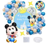 52 PCS Forniture Feste Set, Mickey Tema Decorazione Forniture Bambini Compleanno Manifesto Palloncino Grande Alluminio Topolino Adatto per Decorazione Della Festa Tema Topolino