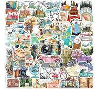 52 pezzi Adesivi da viaggio all'aperto in stile bohemien, adatti per decorazione multi-scenario, decorazioni per scrivanie da ufficio e per studenti, decorazioni di adesivi per laptop/telefono/bagagli