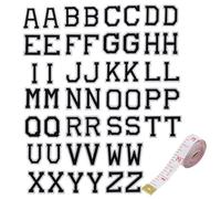 52 Pezzi Lettere Patch Alfabeto A-Z Ricamato su Tessuto per Cappelli, Giacche, Camicie, Progetti di Cucitura Fai Da Te (Bianco), Con 1 Nastro