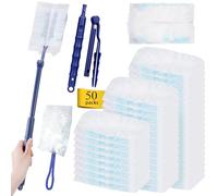 52 Pezzi Ricariche Compatibile con Swiffer Duster, Piumini Cattura Polvere Compatibile con Swiffer Piumini con 1 Manico, 1 Manici Telescopici, Spolverini Usa e Getta Cattura e Intrappola Polvere