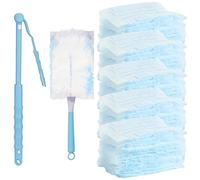 52 Pezzi Ricariche Duster, Compatibile con Swiffer & Altri Piumini, Panni in Microfibra, 50 Panni, 2 Manici, per Pulire Polvere, Peli di Animali e Sporco (Blu)