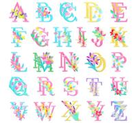 52 pezzi toppa termoadesiva con lettere floreali a Z, alfabeto ricamato, lettere colorate da applicare con ferro da stiro per vestiti fai da te