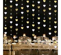 52 Piedi Ghirlanda di Carta Decorazione Cuori, 4 Pezzi 4m Ghirlande di Carta Oro Bianco, Decorazioni da Appendere, per Matrimoni San Valentino Compleanni Feste Decorazioni