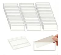52 porta etichette autoadesive in plastica trasparente, per mensole, targhette, biglietti da visita, etichette, indici, per aule, supermercati, librerie, cucina (trasparente, 3,2 x 7,5 cm)