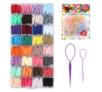 520 Pezzi Elastici Capelli Bambina, 32 Colori Multicolore Elastici Piccoli per Capelli Con Gomma Monouso, 2 Strumenti per Capelli e Scatola, Elastici Capelli Neonata Per Bambini, Ragazze e Donne