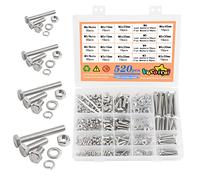 520PCS M3 M4 M5 M6 Bulloni e Dadi e Rondella Acciaio inossidabile 304 Kit Viti e Dadi Esterno Esagonale Bullone Viti a Macchina Per Fai da Te Domestico e Professionale Falegnameria Edile Industriale
