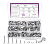 521 Pz M4 Set di Viti Bulloni e Dadi Set, Vite a Testa Svasata Piatta e Dadi e Rondelle, Bulloni Viti a Testa Esagonale con Esagono Incassato, Argento