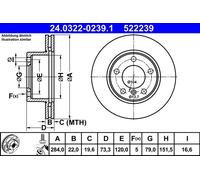 Disco freno ATE Power Disc 24.0322-0239.1, 1 Pezzo