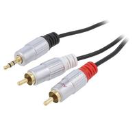 52341 Cavo Jack 3,5mm 3pin Connettore,RCA Spina x2 3 metri Nero PVC QOLTEC