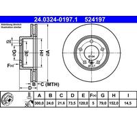 Disco freno ATE PowerDisc 24.0324-0197.1, 1 Pezzo