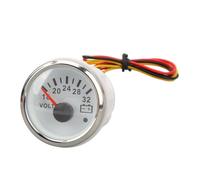 52mm 2in Pointer Voltmeter Gauge High 18V to 32V DC Voltage Meter with and Easy Installation for RV Yacht Fishing Boat Marine Electrical Systems Silver Bezel White Dial Face