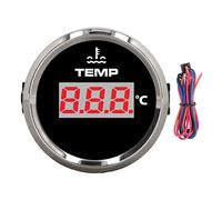 52mm Digital Temperature Gauge 0-120℃ Red Backlit IP67 Temp Meter with 316L Stainless Steel Bezel for Car RV Truck Boat Marine Vehicles -32V DC