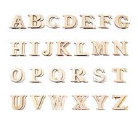 52pcs alfabeto in legno abbellimento lettere inglesi legno naturale Doodle