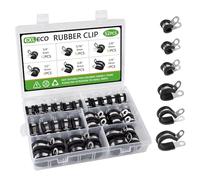 52pcs Fascette Stringitubo in Gomma P Clips Fermacavi in Acciaio Morsetto a P per Tubo Flessibile Ferma Cavi con Inserto di Gomma Kit di Fissaggio per Tubi Gas Acqua 6mm 8mm 10mm 13mm 16mm 19mm