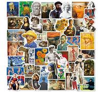 52Pcs Olio Pittura Stile Adesivi, Sculture Famose Dipinti D'arte, Retrò Classici Impermeabili Vinile Stickers per Valigie Bagagli Skateboard Casco Laptop