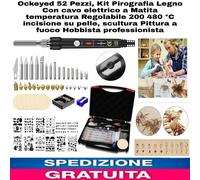 52pz Kit Pirografia Legno Con cavo elettrico a Matita temperatura Regolabile