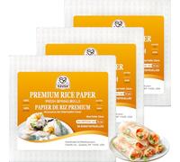 52USA Carta di riso quadrata, confezione da 3 involucri di carta di riso bianca, per involtini primaverili freschi e gnocchi, 102 fogli, involucri Wonton senza glutine, vegani, a basso contenuto di