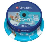 52x Velocità Cd-R Azoici Ampio Inkjet Stampabile Vuoto Dischi 25 Pack Spindle