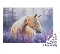 52x38cm/1000pcs Puzzle Impossibili Campo di lavanda Art Style Cavallo d'oro nella foresta Decorazione Per La Casa. Rilassamento E Intelligence Per Adulti