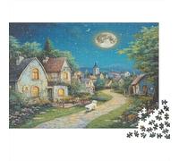52x38cm/1000pcs Puzzle Impossibili Città tranquilla, luna luminosa Decorazione Per La Casa. Rilassamento E Intelligence Per Adulti