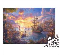 52x38cm/1000pcs Puzzle Impossibili Navi in mare Porto della città vecchia Decorazione Per La Casa. Rilassamento E Intelligence Per Adulti