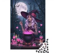 52x38cm/1000pcs Puzzle Impossibili Scena fantasy di Halloween Strega con bacchetta Decorazione Per La Casa. Rilassamento E Intelligence Per Adulti