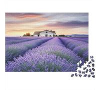 52x38cm/1000pcs Puzzle Impossibili Stile rustico da fattoria Campo di lavanda Sunset Decorazione Per La Casa. Rilassamento E Intelligence Per Adulti