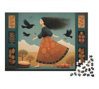 52x38cm/1000pcs Puzzle Impossibili Un dipinto di vita rurale: finestra aperta e una donna che corre Decorazione Per La Casa. Rilassamento E Intelligence Per Adulti