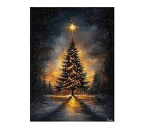 52x38cm/1000pcs Puzzle Per Adolescenti Puzzle Starry Night Serenity Illuminated Christmas Tree Puzzle Per Adulti Giochi Rilassanti Migliorano La Memoria Per Compleanno, Natale 52x38cm/1000pcs
