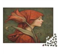 52x38cm/1000pcsBella ragazza con un vestito rosso e un cappello con boccioli di tulipano Jigsaw, Puzzle Fai Da Te Per Adulti E Folla Dai 14 Anni in Su