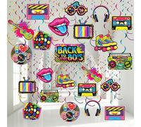 53 Decorazioni per Feste degli Anni '80 Decorazioni per Soffitti con Turbinii Retrò da Appendere per Hip Hop per Adulti Ritorno a Festa degli Anni '80 Compleanno Festa al Neon Hippie
