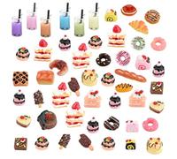 53 pezzi 1/12 accessori per la casa delle bambole alimentari in miniatura, tra cui torte in resina, pane, gelato, ciambelle e bevande, accessori da cucina in miniatura, casa delle bambole cucina