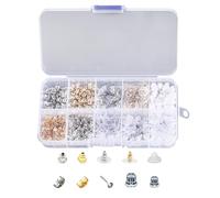 530 dorsi per orecchini con 10 scatole portaoggetti, 10 tipi di dorsi, morbido dorso in silicone, orecchini a farfalla, orecchini a sfera, argento e oro