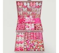 534 pezzi Fermagli per capelli rosa con fiocco, elastici per capelli, fasce per capelli a forma di orecchie di coniglio, mollette a forma di papera, accessori per capelli versatili per uso quotidiano 