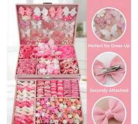 534 pezzi/set Fermagli per capelli rosa con fiocco per ragazze, elastici per capelli, fasce per capelli a forma di orecchie di coniglio, forcine a forma di papera, accessori per capelli multifunzional