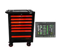 53766 CARRELLO A 7 CASSETTI CONSENZA UTENSILI - ROSSO + 14296Y MODULO 108 PEZZI