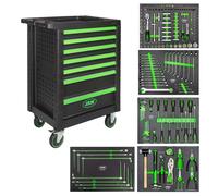53904 CARRELLO A 7 CASSETTI VERDE + 54481 MODULO DI 7 CHIAVI A BUSSOLA CON IMPUG