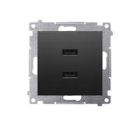 54 MODULO NERO OPACO CARICABATTERIE 2X USB TIPO DC2USB.01/49
